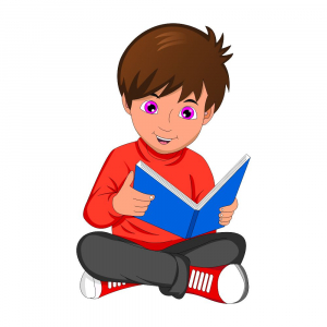 Cute boy reading book, and discover Design and Creativity For Free In Corel Draw Design Vector