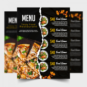 Minimalistic Black yellow restaurant menu vector coreldrawdesign