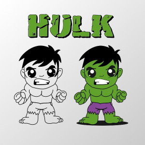 Baby Hulk vector design color and black and white for drawing, free download, Free CDR file on CorelDraw Design
