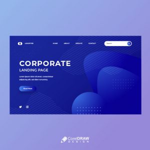 Gradient blue Abstract Liquid Fluid Landing Page vector free