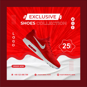 sport fashion shoes brand product social media post and banner design for free