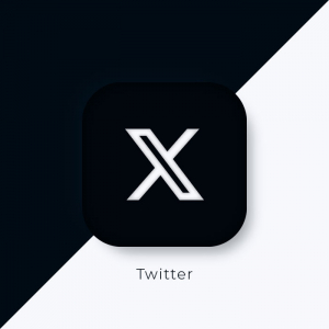 Abstract twitter X logo icon 3d dark light theme button vector