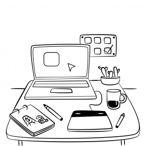 Designer Desk Vector illustration Svg and Cdr Download For Free