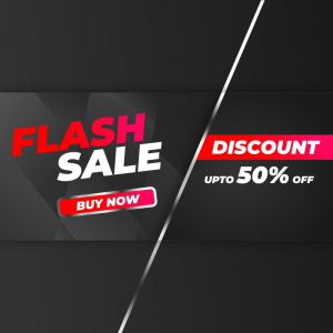 creative flash sale banner design black theme