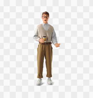 Free 3D Business Man Character With Coffee High Quality Png Download For Free