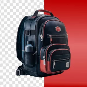 PNG A realistic 3D render of a school bag, showcasing its various compartments, zippers, and pockets,PNG HD Quality Image Free Download