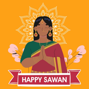 Happy Sawan Indian Holy Month and Rainy Days Festival Vector Design Download For Free With Cdr File