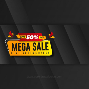 mega sale banner design black theme
