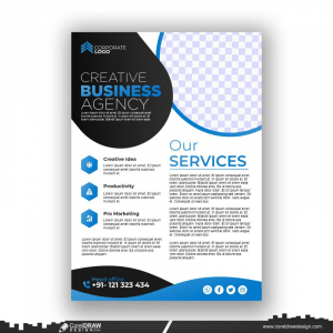 blue & black business flyer design template premium free design