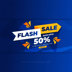 flash sale banner design blue new theme 