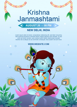 Krishna Janmashtami Invitation Flyer Banner Vector CDR Download For Free