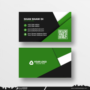 abstract green & black business card dowanload design free