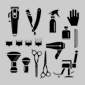 Barber tools set icons design CDR file download for free