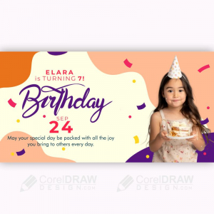 Birthday celebration banner with photo vector cdr background 