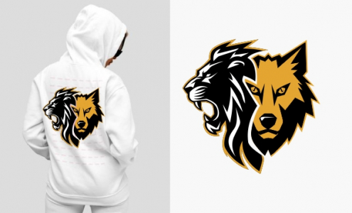 Lion & Wolf Print T-Shirt Logo Vector Design & Creativity For Free In CDR file