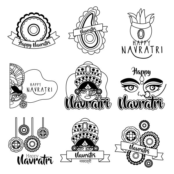 Happy Navratri sticker design CDR file download for free