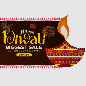 Diwali Festival Big Diya Sale Design Advertisement Poster Social Media Post Template Traditional Color