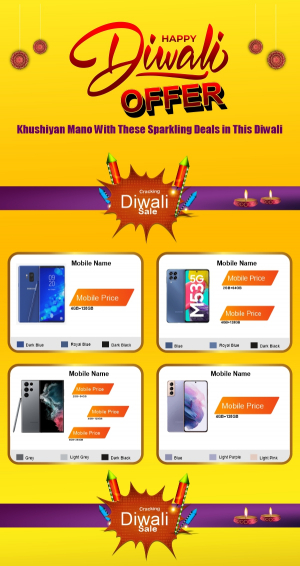 Diwali and Dhanteras Mobile Shop Sales Banner Free CDR Design Download Now