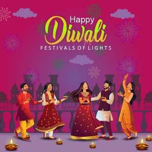 Happy diwali Vector Character girl and Boy Celebrate diwali Creative Design For Free In CDR file