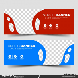 Red & Blue & Web Banner Design Premium vector