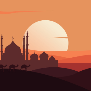 Islamic Mosque Evening vibe Vector Banner Creative Design For Free In CDR file