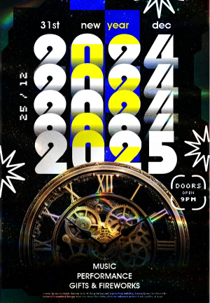 Free 2025 New Year Party Flyer Design CDR Download For Free