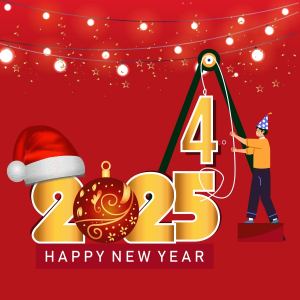 Premium Happy New Year 2025 Hanging Red Background Vector Cdr FIle For Free