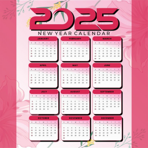 New Year Calendar 2025 Vector