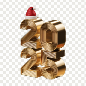 Gold Multi Layer Happy New 2025 Text Png Download For Free