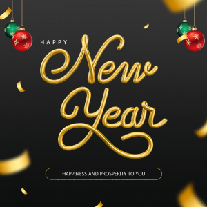 3D Happy New Year 2025 Gold Text Banner PSD Download For Free