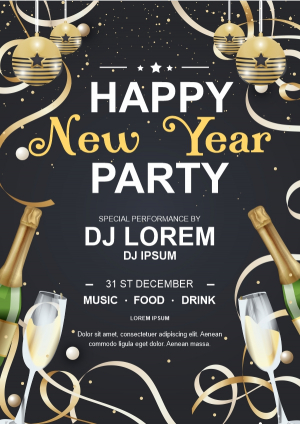 Happy new year party invitation card poster design CDR download