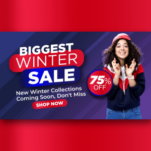 biggest winter sale outfits social media post design template vector