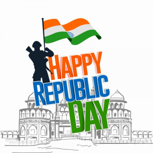 Happy Republic Day with Lalkila tricolor flag design vector