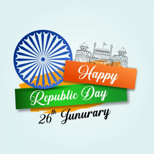 Happy Republic Day Lalkila & Ashok Chakra Flag Design Vector