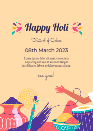 Minimalist Happy Holi Celebration Flyer