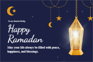 Blue Illustration Ramadan Kareem Card