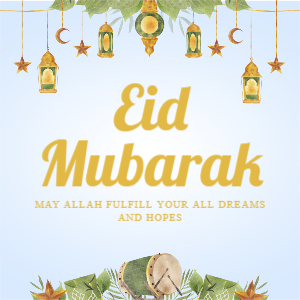 Gold Blue Eid Mubarak Instagram Post