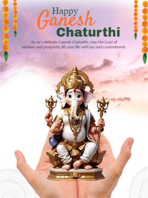 Happy Ganesh Chaturthi customized Wishing Greeting beautiful Template Design