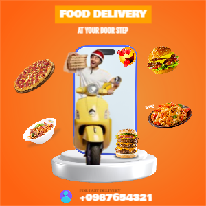 Food Delivery Creative Online Orange Template Design by - Corel Draw design