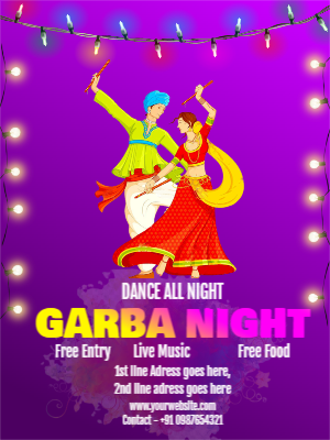  Dandiya and disco Garba Night banner poster for Navratri Dussehra 2023 Online Editabel Template