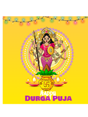 Happy Durga Puja and Navaratri Wishing Greeting Beautiful Vector Template Design
