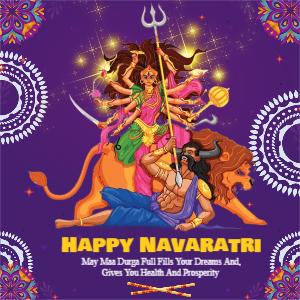 Happy Navaratri Dusshera and Durga Puja Wishing Greeting 2023 Online Editabel Template Design