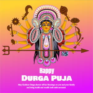Happy Durga Puja Wishing greeting Template