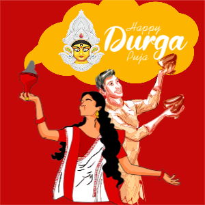 Happy Navaratri And Durga Puja wishes and Greeting Easy Editabel Online Template 