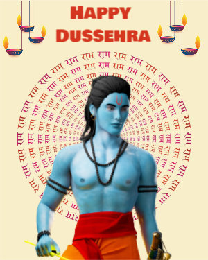 Happy Dussehra Wishing Greeting Poster template design