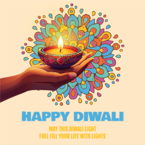 Happy Diwali Greetings Template With Mandla and Diya