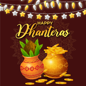 Happy Dhanteras 2023 Greetings Template Design For Free