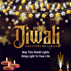 Happy Diwali Wishing Typography With Bokeh Background Template For Free