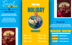 Travel Holiday Booking Brouchure And Flyer Template Design  For Free