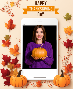 Happy Thanksgiving 2023 Instagram Template Design With Photo Place Holder